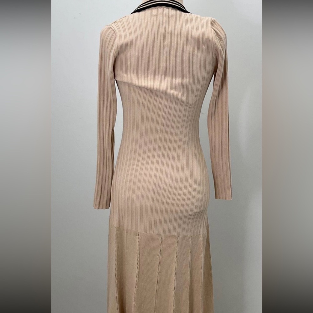 Sandro Beige nude Alexandrine ribbed knit dress size small - Picture 4 of 5
